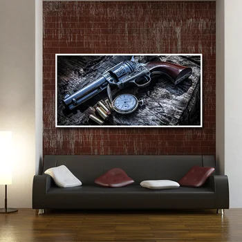 Revolveris Ieroci Pistoli Kabatā skatīties Sienas Mākslas Mājas Dekoru Kanvas Bildes HD Izdrukas Ieroci Pistole, Krāsošanas Zēns Teen Guļamistaba Plakātu Sienas