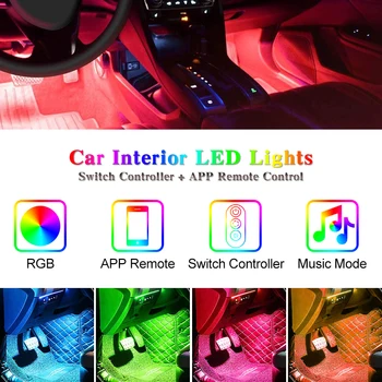 RGB Automašīnām Atmosfēru gaismas apvidus auto SUV, ATV Kravas automašīnu, Traktoru Laivu 1 Set
