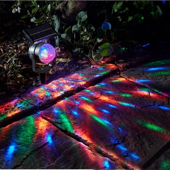 RGB Daudzkrāsu Mainās LED Saules Enerģijas Projektoru Gaismas Uzmanības centrā Karnevāls Auto Rotate Āra Ūdensizturīgs Dārza Zāliena Dekori Lampas