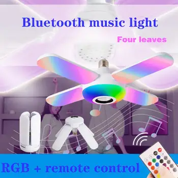 RGB LED Griestu Gaismas APP Bluetooth Mūzikas Gaismu Guļamistabā Lampas LED 4 Lapas Deformētas, Spuldzes Lampas Tālvadības pults Smart Griestu Lampas