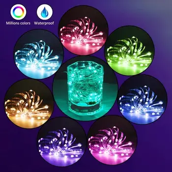 RGB LED String Light USB Bluetooth App Kontroles String Gaismas Lampa Ūdensizturīgs Āra Pasaku Gaismas Svētku Apgaismojums