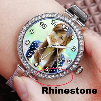 Rhinestone Sievietēm Skatīties Pielāgotus Foto kvarca pulksteņi Logo Dizaina dropshipping 2018 A3329 personalizētu dāvanu modes DIY rokas pulkstenis