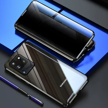 Rhombic Alumīnija Metāla Bumper Case For Samsung Galaxy S20/ Ultra/ Plus Magnētisko 360 Pilnīgu Aizsardzību Pret Voyeur Stikls, Lietu Vāku
