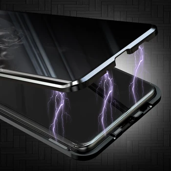 Rhombic Alumīnija Metāla Bumper Case For Samsung Galaxy S20/ Ultra/ Plus Magnētisko 360 Pilnīgu Aizsardzību Pret Voyeur Stikls, Lietu Vāku