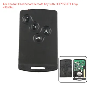 RIOOAK 4 pogu keyless Renault Tālvadības smart key 433mhz hitag AES 7953 mikroshēmu renault Clio 4 taustiņu, Roku bezmaksas pēc 2013. gada atslēga