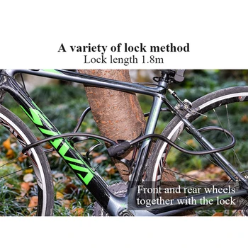 RITEŅU LĪDZ 1.2 m 1,5 m, 1,8 m Anti Theft Bike Lock Tērauda Stieples Drošu Slēdzeni kvalitātes MTB Velosipēdu Ceļu Bloķēšana