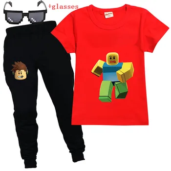 Robloxing Gadījuma Toddler Zēni Tracksuit Apģērbu Vasaras bērnu apģērbu meiteņu Sporta Kostīmi ar Īsām Piedurknēm T Krekls+bikses 2 Gabals, kas