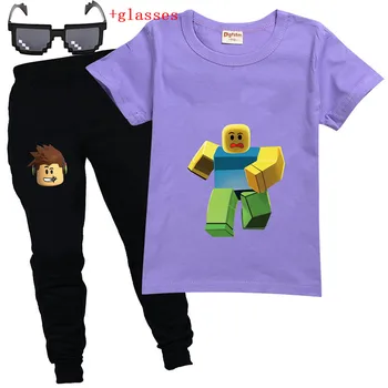 Robloxing Gadījuma Toddler Zēni Tracksuit Apģērbu Vasaras bērnu apģērbu meiteņu Sporta Kostīmi ar Īsām Piedurknēm T Krekls+bikses 2 Gabals, kas