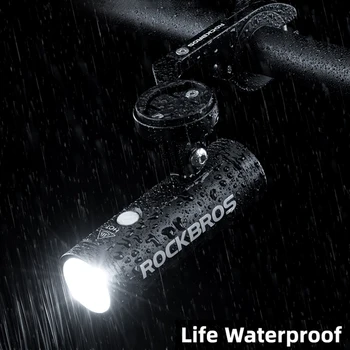 ROCKBROS 400/800 Lm Velosipēds Priekšā Gaismas Ūdensnecaurlaidīgs Velo LED Gaismas Lukturīti, USB Uzlāde MTB Ceļu velosipēda Lukturu Prožektors