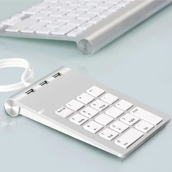 Rocketek USB Ciparu Tastatūra 18 Taustiņi ar trīs USB 2.0 Mezgli Mini Ciparu Klaviatūra Ultra Slim Numurs Pad PC