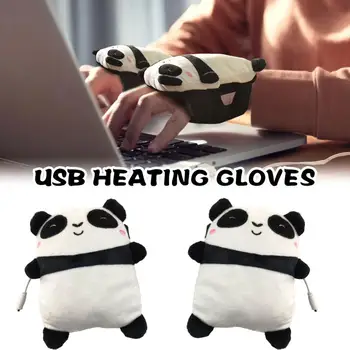Rokas Siltāks USB Elektriskā Sēdekļu Cimdi Gudrs Panda Formas Fingerless Silts Ziemas Klēpjdatoru Karikatūras Apkures Ziemassvētku Dāvanu