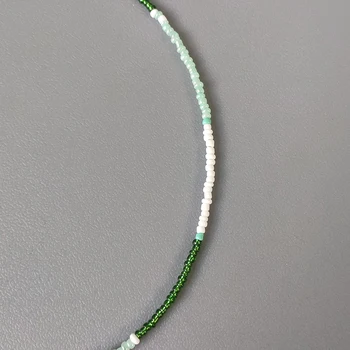 Roku darbs boho stils fāzēm kaklarota zaļa balta kristāla krelles izsmalcinātu sānslīdi kaklasaite regulējams savvaļas kakla piederumi dāvanas meitenēm