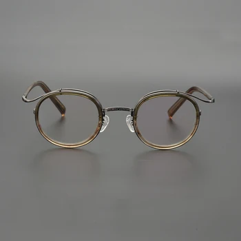Roku darbs Titāna Acetāts Brilles Rāmis Vīriešu, Sieviešu Vintage Apli Apaļas Brilles Optiskās Recepšu oculos de grau 5226
