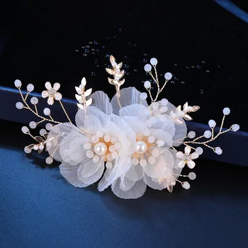 Romantiska White Flower Imitācija Kristāla Pērle Hairclip Kāzu Līgava Matu Aksesuāri Nevainīgs Matadatas Cepures, Matu Rotas