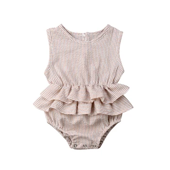 Romper 2019 Jaundzimušais Meitene Drēbes, Ruffles bez Piedurknēm Baby Romper Meitene Tutu tīrtoņa Krāsu 1gb Jumpsuit Tērpiem 0-24M