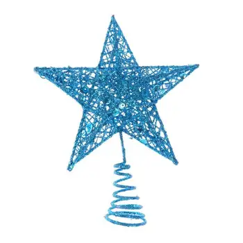 Rose Gold Blue Star Glitter Ziemassvētku Eglīte Toppers 3D piecstaru Zvaigzne, Ziemassvētku Rotājumi Koka Mājas Galda Rotājumu Cilindrs