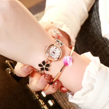 Rose Gold Skatīties Sieviešu Luksusa Nerūsējošā Tērauda Rokassprādze Rokas Pulksteņi Sieviete Modes Pulkstenis Ziedi Dāmas Kvarca Skatīties relogio Saat