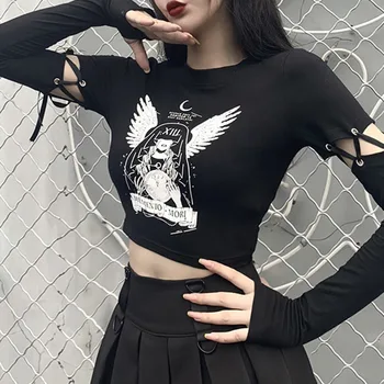 Rosetic Streetwear Mežģīnes Up Sieviešu T-Krekls 