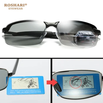 RoShari Jaunu photochromic Saulesbrilles vīriešiem augstākās kvalitātes All-weather Krāsas transportlīdzekļu Profesionālu vadīšanu, Saules brilles vīriešu brilles