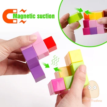 Rotaļlietām ar magnētiem Magnētisko Flīzes, Bloki Mini Magnētisko Dizainers Būvniecības 3D Puzzle Cube Izglītības Rotaļlietas Bērniem, Meiteņu, Zēniem,