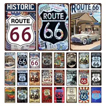 Route 66 Mātes Zemes Izkārtne Dekoratīvie Metāla Plāksne, Metāla, Sienu, Dekoratīvie Metāla Attēlu Dzelzs Plāksnes Retro Skārda Zīme Sienas Māksla