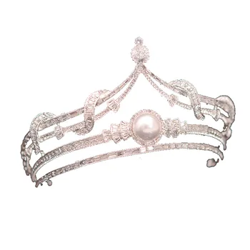 Royal Baroka Stila Karalienes Kroni Tiaras Pērles Rhinestone Galvassegu Sievietēm Līgava Kāzu Matu Rotas, Piederumi FORSEVEN