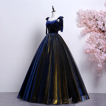 Royal blue velvet un hameleons bumbu kleita kleita Renesanses Kleita karalienes Viktorijas kleita/Marie Antoinette Belle