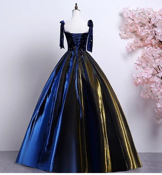 Royal blue velvet un hameleons bumbu kleita kleita Renesanses Kleita karalienes Viktorijas kleita/Marie Antoinette Belle