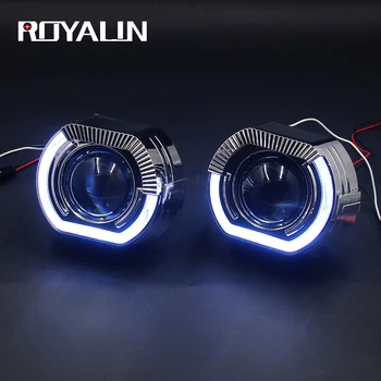 ROYALIN Auto, LED, Bi Xenon H1 Projektoru Lukturi Objektīvs BMW X5-R H4, H7 White Angel Eyes Lukturi Universālā Hi/lo Lampas Pārbūvēt