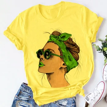 Rozā Dzeltena Plus Izmēra T-krekls Sievietēm Vasarā Modē Drukāt Dāma Gadījuma T Krekls Topi Harajuku Streetwear Īsām Piedurknēm O-veida Kakla Tshirt