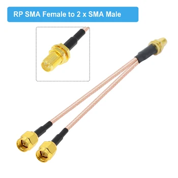 RP-SMA Female, lai Dual RP-SMA / SMA Male Y Tipa Sadalītājs Kombains WIFI Antenas Pagarinājuma Kabelis RG316 RF Pierunāt Bize Džemperis