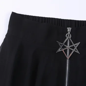 Rudens Acs Nelegālo Sieviešu Svārki Pentagramma Rāvējslēdzēju Melnā Punk Svārki Gothic Tumsu Dāmu Svārki Gadījuma Zaudēt Streetwear Svārki