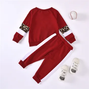 Rudens Bērniem Apģērbi Meitenēm Zēniem Unisex 1-6T Baby Girl Apģērbu Komplekti Leopard Top + Bikses 2gab Toddler Apģērbu, Bērnu Apģērbu Zēns