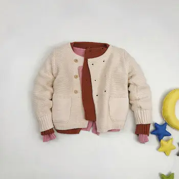 Rudens Jaundzimušā Bērna Zēns Adīt Džemperis Drēbes Kokvilnas Toddler Baby Girl Ziemas Jaka Drēbes Dubultu Pogu Jumper Par Toddler