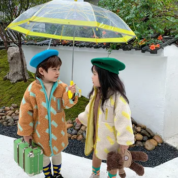 Rudens Un Ziemas Bērnu Apģērbs Ir 2021. Jaunu korejiešu Ilgi Matains Rāvējslēdzēju Jaka Plus Samta Zēnu Un Meiteņu Kokvilnas Mētelis