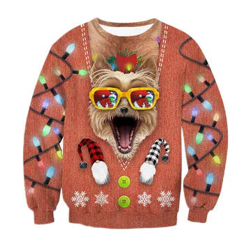 Rudens/Ziemas 2020 Ziemassvētku 3d džemperis alpakas digitālo Kaķis 3D drukāšanas Jaunums Sievietēm, Neglīts Ziemassvētku Džemperis mīļotājiem Apģērbi