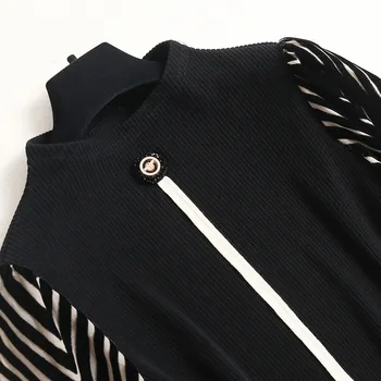 Rudens Ziemas Krāsas Bloka garām Piedurknēm Džemperis un Trikotāžas Svārki Uzvalku 2 Gabals Apģērbu Komplekts 2020. Gadam Sieviešu Gadījuma Tērpiem