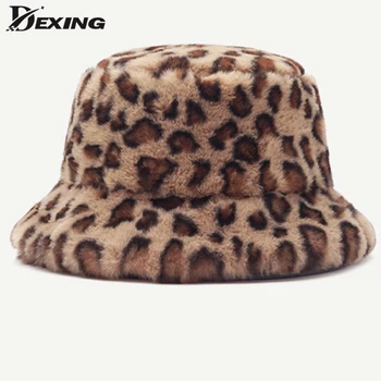 Rudens Ziemas Vintage Kažokādas Leoparda Spaiņa Cepuri, Bieza, Silta bob Sievietēm, Meitenēm Japāņu Panama Āra Ceļojumu Zvejnieka Cepure