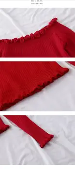 Rudenī Sieviešu Džemperi Sexy Dāmas Slash Kakla Pie Pleca Kokvilnas Trikotāžas Džemperi Korejas Šiks, Puloveri, Trikotāžas Apģērbu Topi