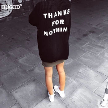 RUGOD 2020. gadam Sieviete Džersija V-veida Kakla ar garām Piedurknēm Atpakaļ Vēstuli, Izšuvumi Džemperis Carigans Streetwear Sieviešu Lielgabarīta Trikotāža GD088