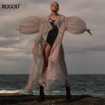 RUGOD Šiks Acs trīsdimensiju Polka Dot Kleita Sieviešu Modes Eiropas Stila Vasaras Sauli-izturīgs Blūze Kleita Vestidos Mujer