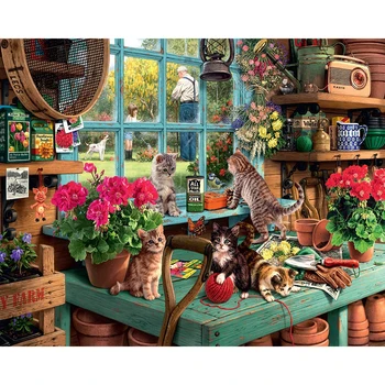 RUOPOTY DIY 5D Dimanta Krāsošana Kaķis Dimanta Mozaīkas Dzīvniekiem Pilna Izšuvumi Krustdūrienā Amatniecības Komplektu, Mājas Dekoru, Hobijiem, par Bērniem