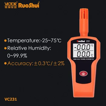 RuoShui 231 Digitālo Gaisa Temperatūras, Mitruma Mērītājs Termometru, Higrometru, Platums Tester.