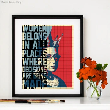 Ruth Bader Ginsburg Plakātu Izdrukas Sievietēm Pieder Visas Vietas Lēmumiem Citē Wall Art Audekls Gleznošanai Attēlu, Mājas Dekoru