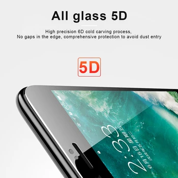 RZP 5D Pilnu Glāzi Izliektas Malas Screen Protector For iPhone 8 Rūdīts Stikls Par Apple iPhone 8 Plus Stikla Pilnībā Segtu 3D 9H