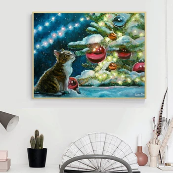 Rāmis DIY eļļas glezna, ko numuri komplekts pieaugušajiem krāsains gudrs kaķis bildes pēc numuriem dzīvniekiem, akrila sienas mākslas krāsa