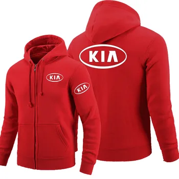 Rāvējslēdzēju Hoodies KIA logo Uzdrukāts Vilnas pelēkā vārna garām Piedurknēm Cilvēka rāvējslēdzēju Jaka sporta Krekls