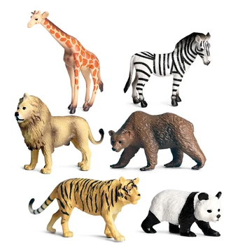 Rīcības attēls Džungļu Savvaļas Saimniecības Zooloģiskā dārza Dzīvnieku Komplekti, Lauva, Tīģeris Hippo Rhino Zilonis Warthog figūriņas Bērniem, Mācību Rotaļlietas Bērniem Dāvanu
