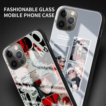 Rūdīta Stikla Tālrunis Lietā Par iPhone 12 Mini 11 Pro X XS Max XR SE 2020. gadam 7 8 6 6S Plus Naruto Uzumaki Karikatūra Segtu Coque Būtiska