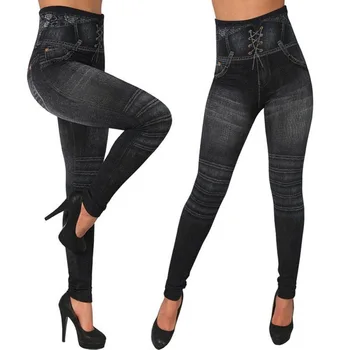 S-3XL Plus Lieluma Džinsi Stulpiņi Augsta Vidukļa Jeggings Sieviešu Bezšuvju Legging Sexy Slim Leggins Sieviešu Push Up Bikses Modes 2019